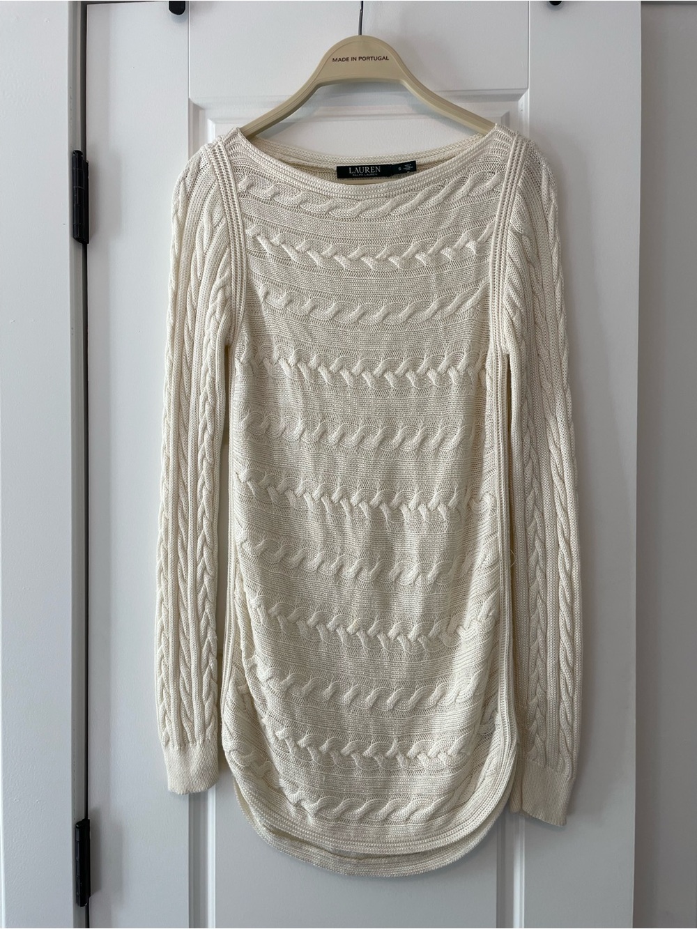 Ralph Lauren Cream Cable Knit Boatneck Sweater